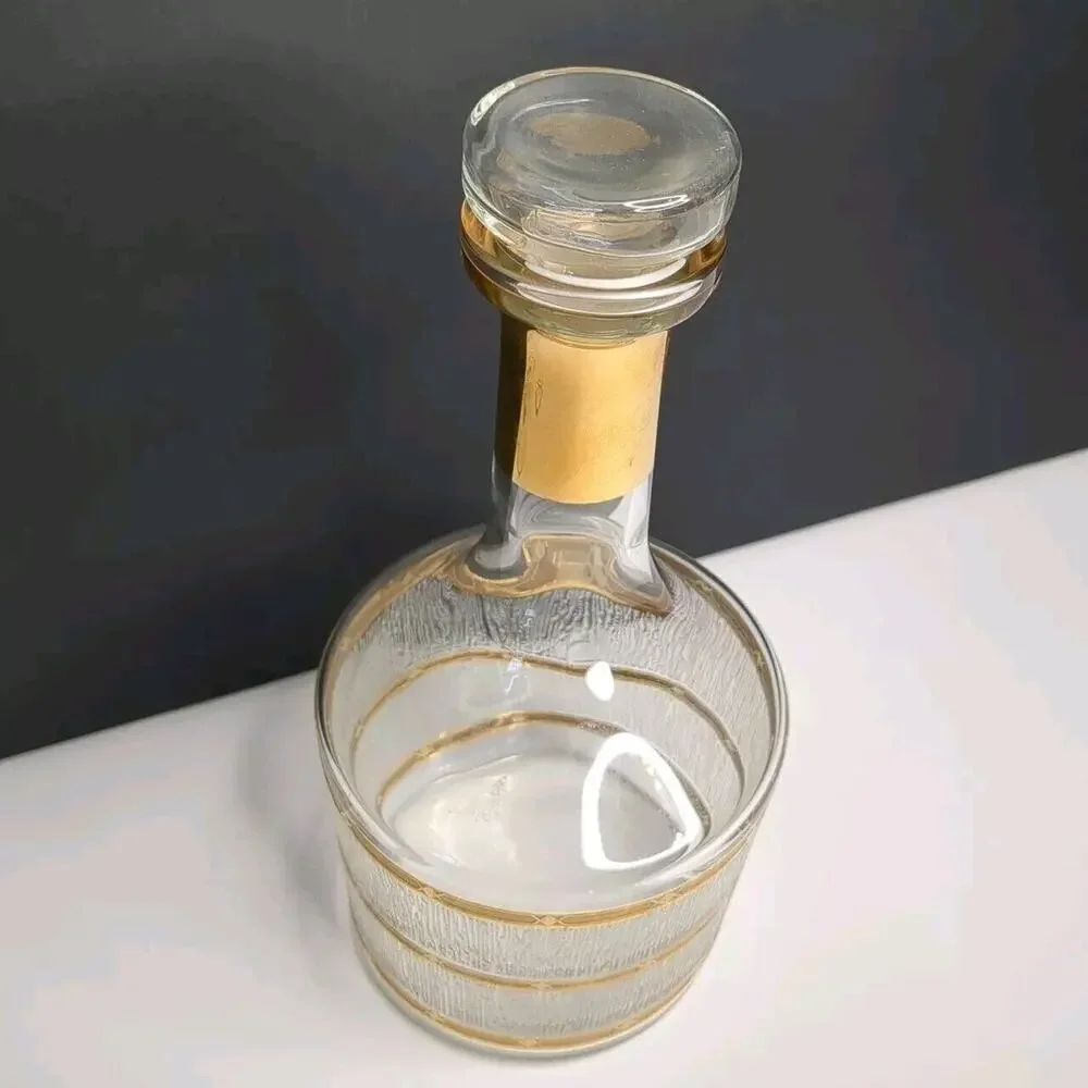 Mid Century 22K Gold CULVER VALENCIA Glass Decanter 5 Stem Wine Glasses